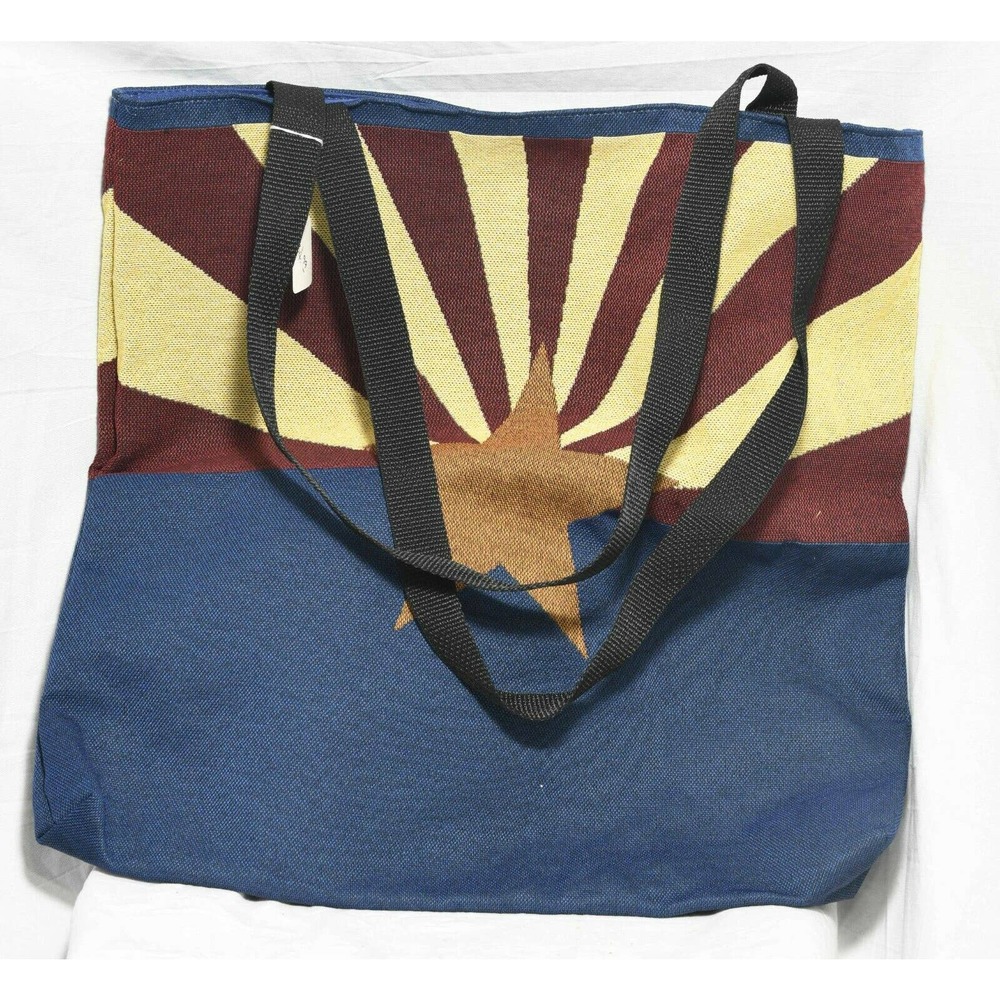 Arizona Flag Tote Bag -Canvas Bag 17x1 6 1/2 inches -Blue- Tan- Gold- Burgundy
